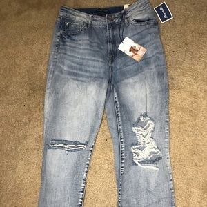High rise straight jeans light blue
